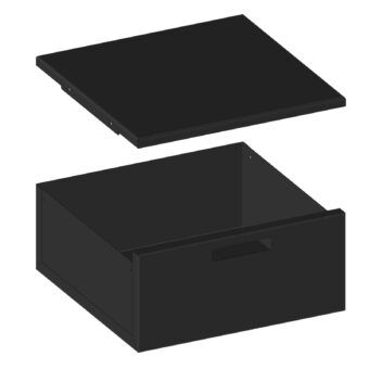 Niche à bois - Tiroir + Étagère tôle (option)